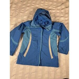 L.L.BEAN Jacket Shell Youth Medium 10-12 Color Block Blue Water Resistant